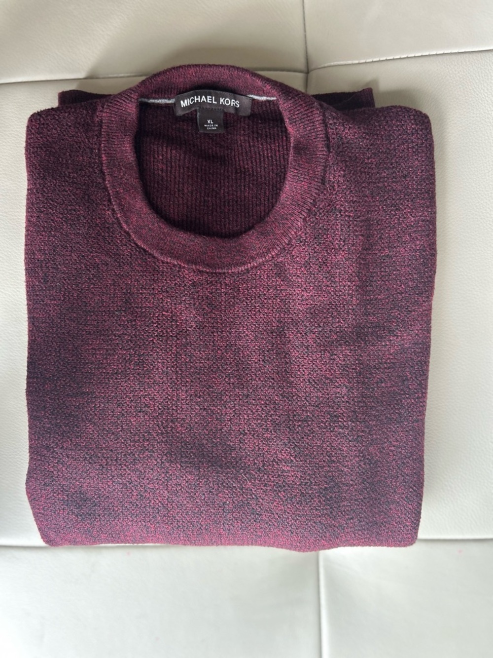 Michael Kors Men's Crewneck Sweater - Maroon and Black Knit